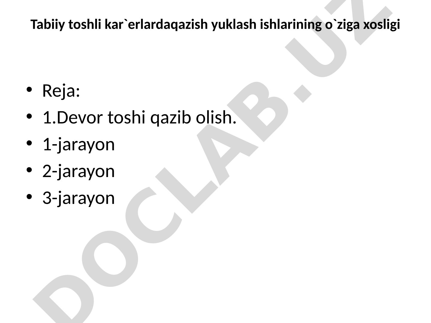 Tabiiy toshli karerlarda qazish yuklash ishlarining o'ziga xosligi