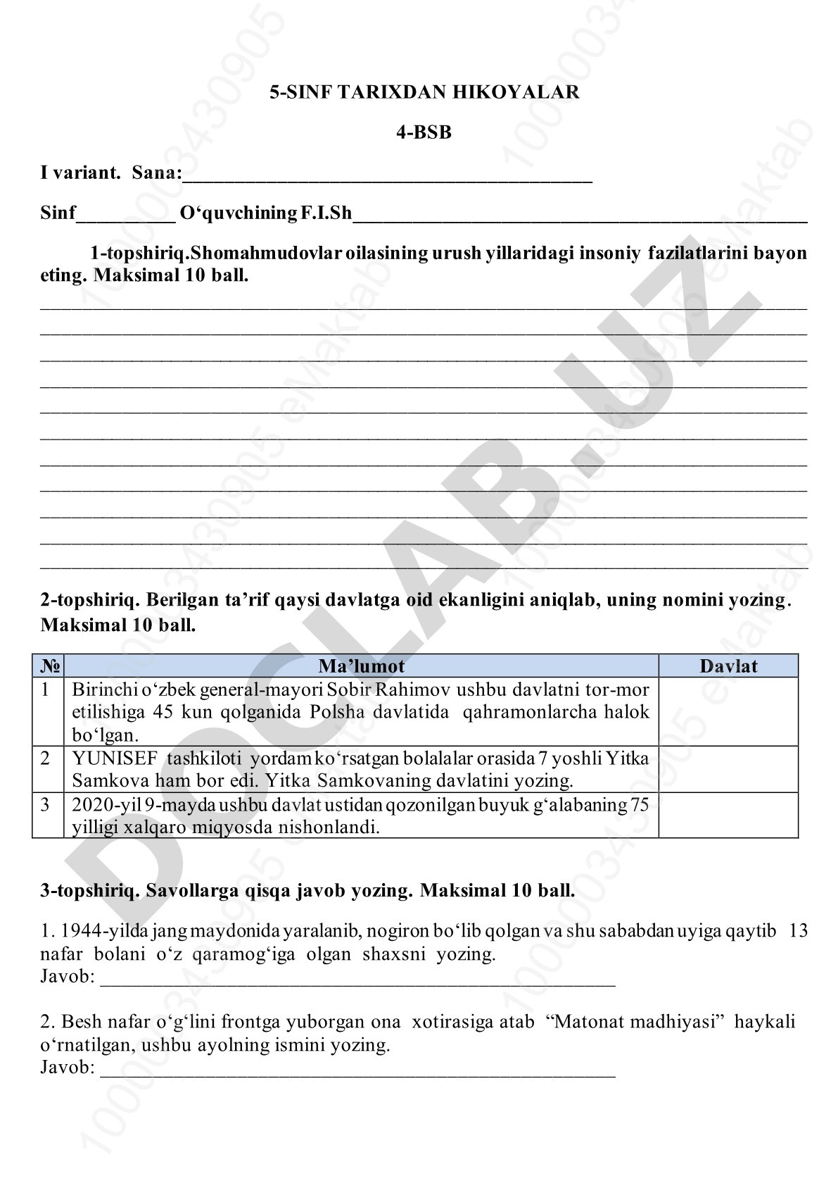 5-SINF TARIXDAN HIKOYALAR 4-BSB I variant