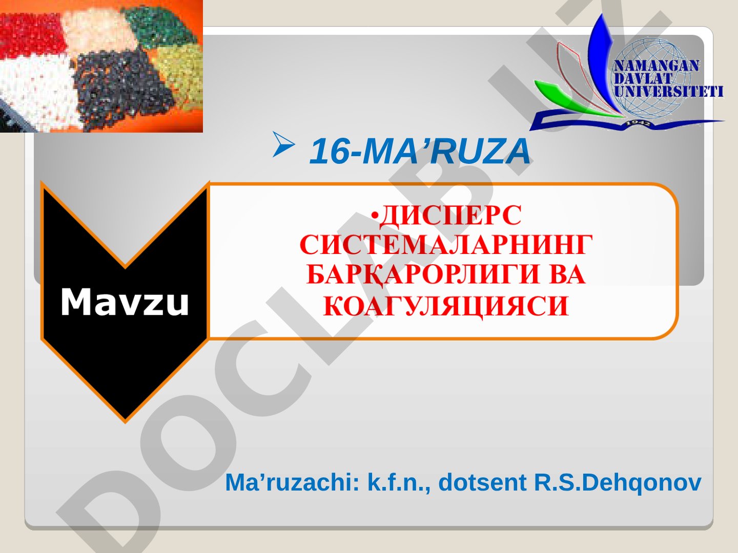 Дисперс системаларнинг барқарорлиги ва коагуляцияси