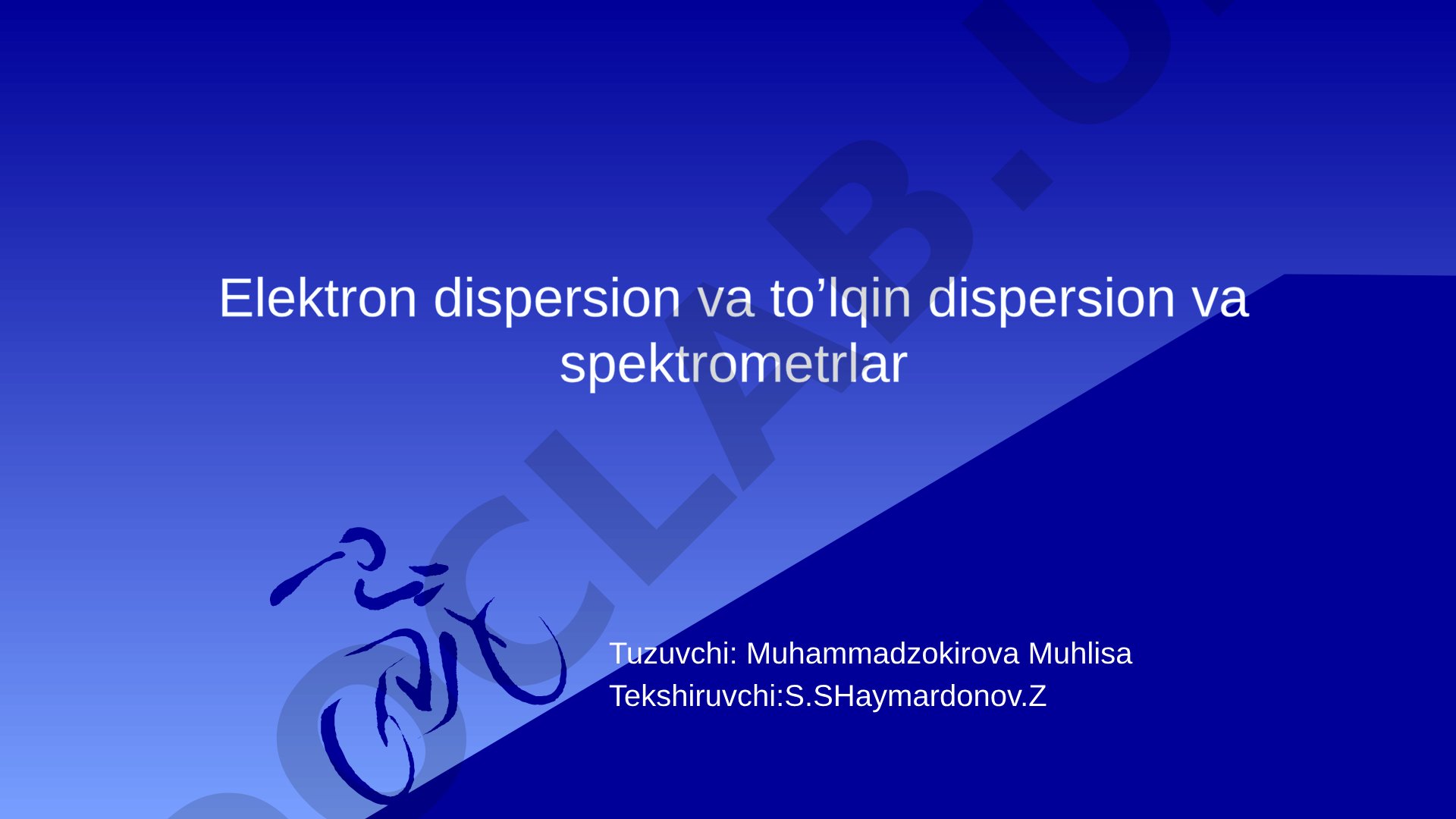Elektron dispersion va to’lqin dispersion va spektrometrlar