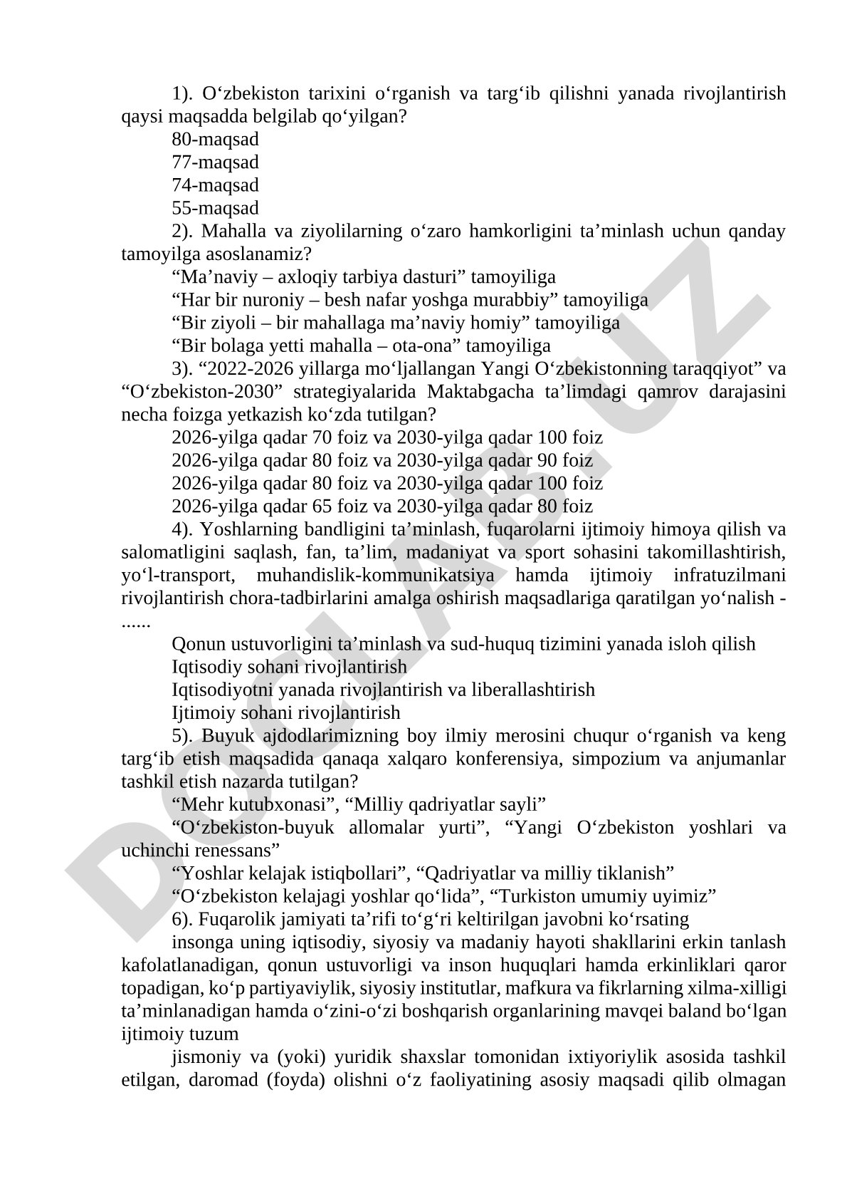 Yangi O‘zbekistonning taraqqiyot strategiyalari va ijtimoiy dasturlari