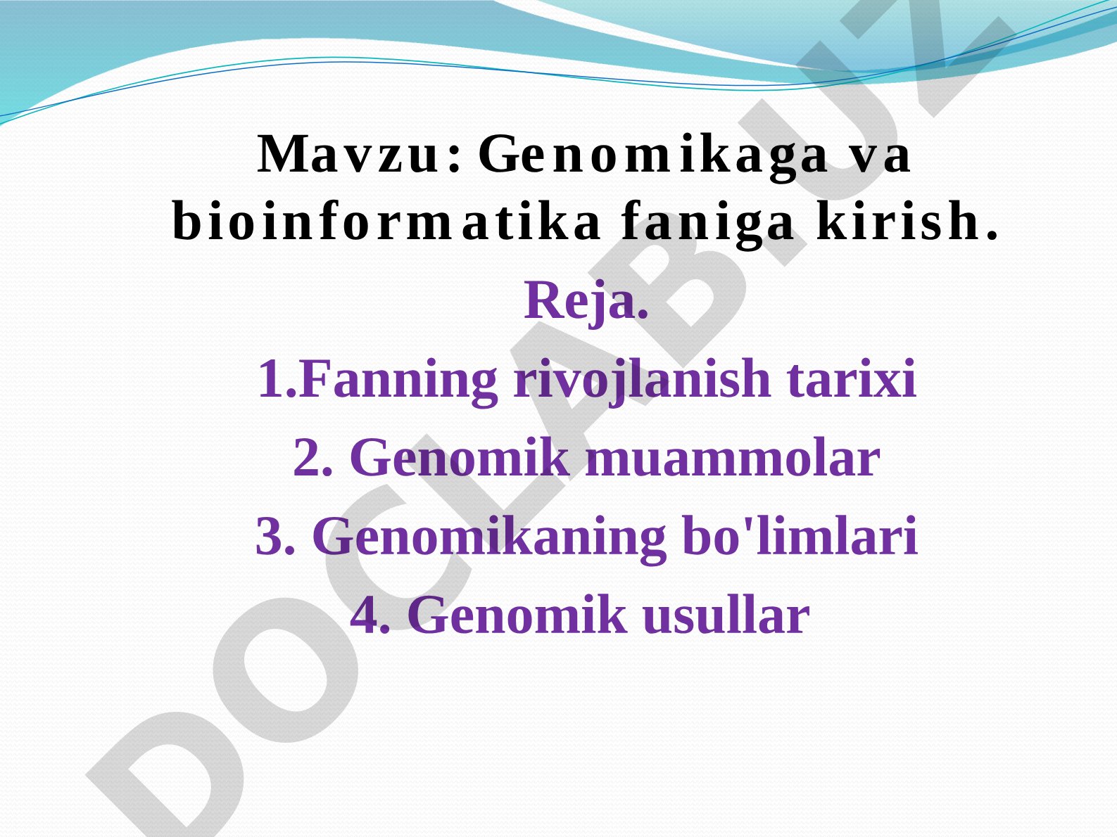 Genomikaga va bioinformatika faniga kirish
