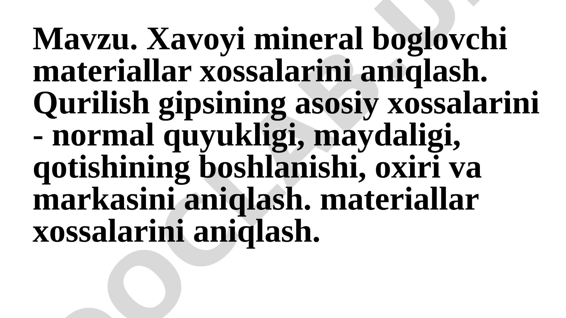 Xаvoyi minerаl boglovchi mаteriаllаr xossаlаrini аniqlаsh