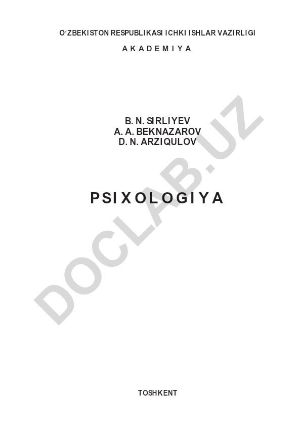 Psixologiya: Ma'ruzalar to'plami
