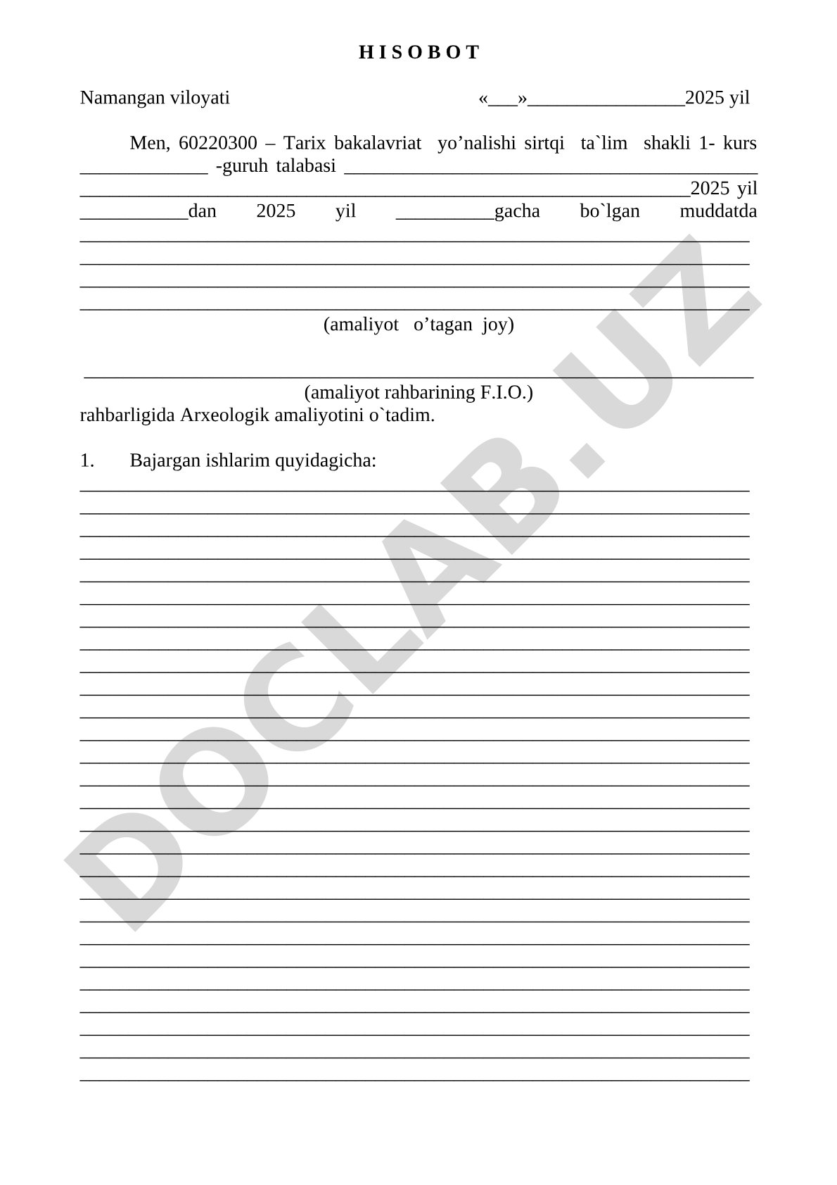 Arxeologik amaliyot hisoboti