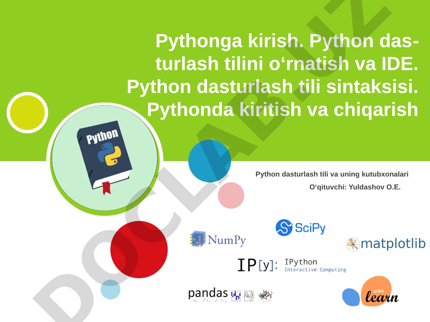Python dasturlash tili va uning kutubxonalari