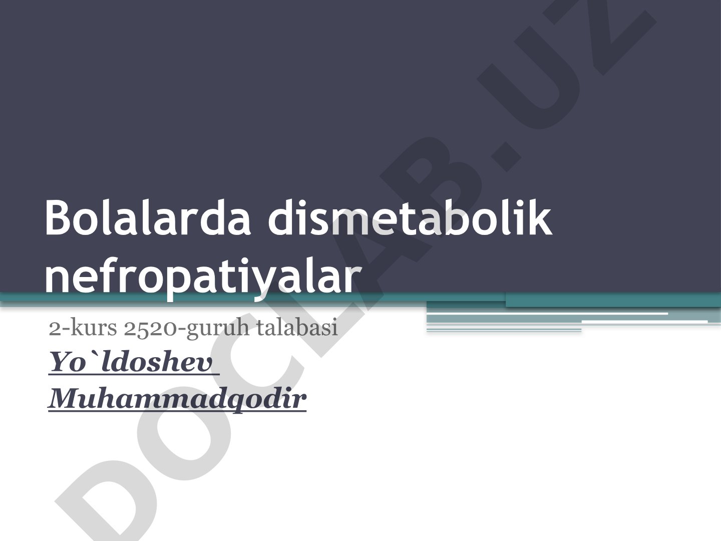 Bolalarda dismetabolik nefropatiyalar