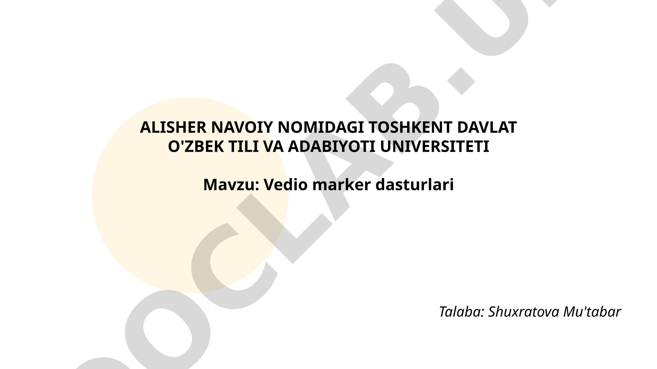 Video montaj dasturlari, effektlar va tovushni o'zgartirish haqida taqdimot