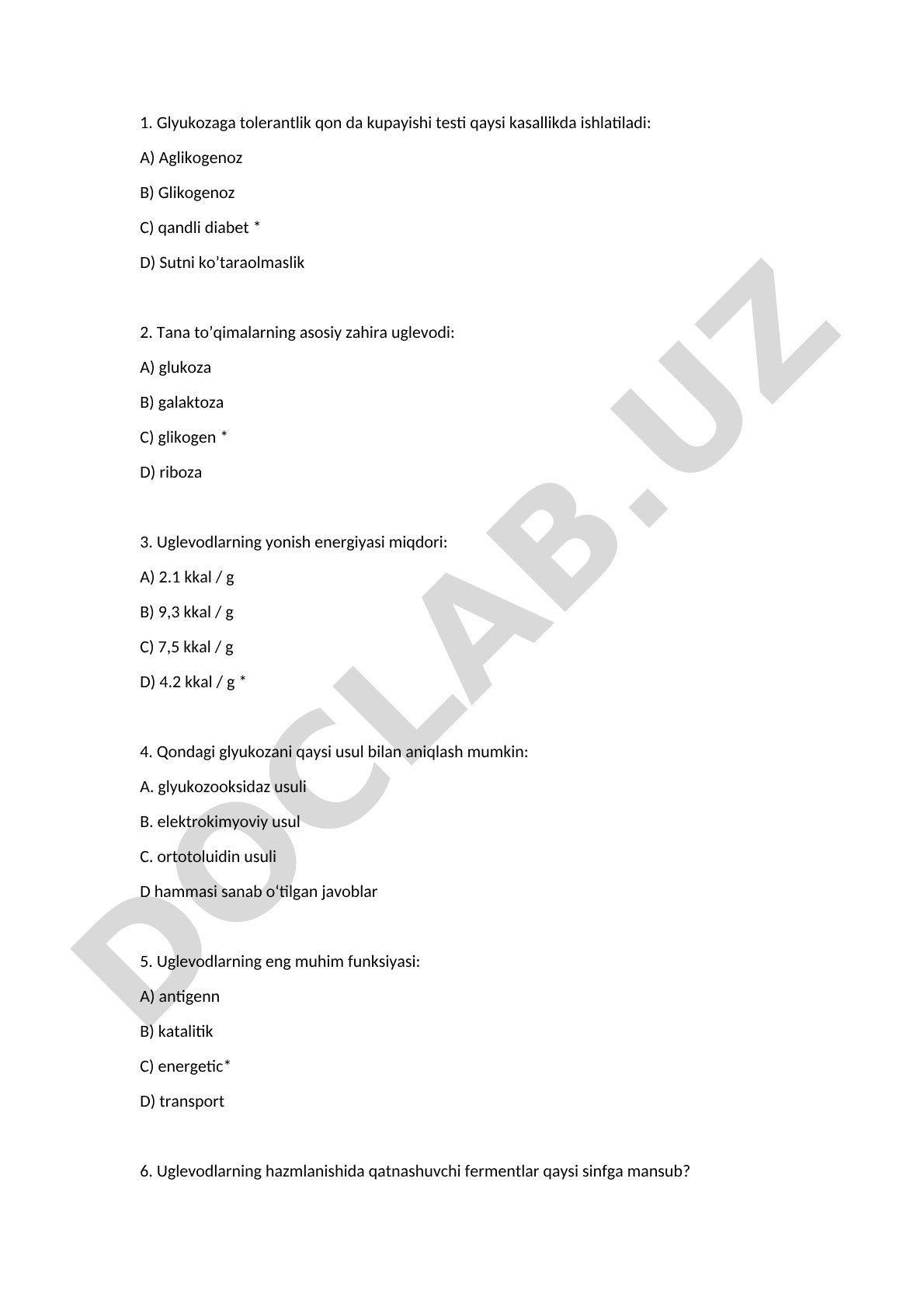 Glyukozaga tolerantlik testi va uglevodlar metabolizmi