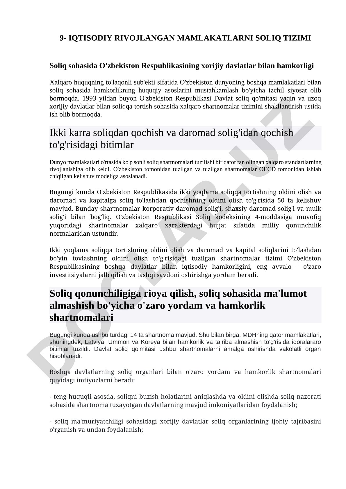 IQTISODIY RIVOJLANGAN MAMLAKATLARNI SOLIQ TIZIMI