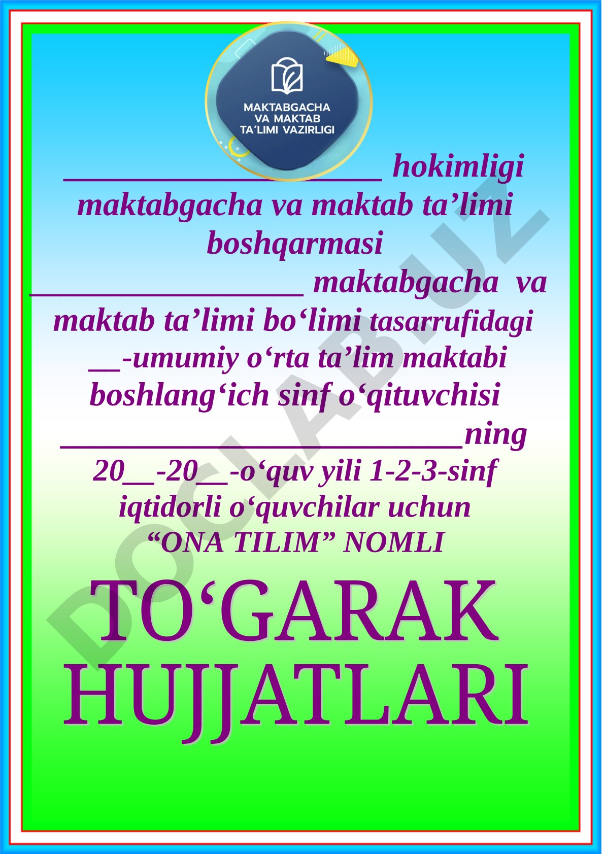 Boshlang'ich sinf iqtidorli o'quvchilar uchun 'Ona tilim' to'garagi