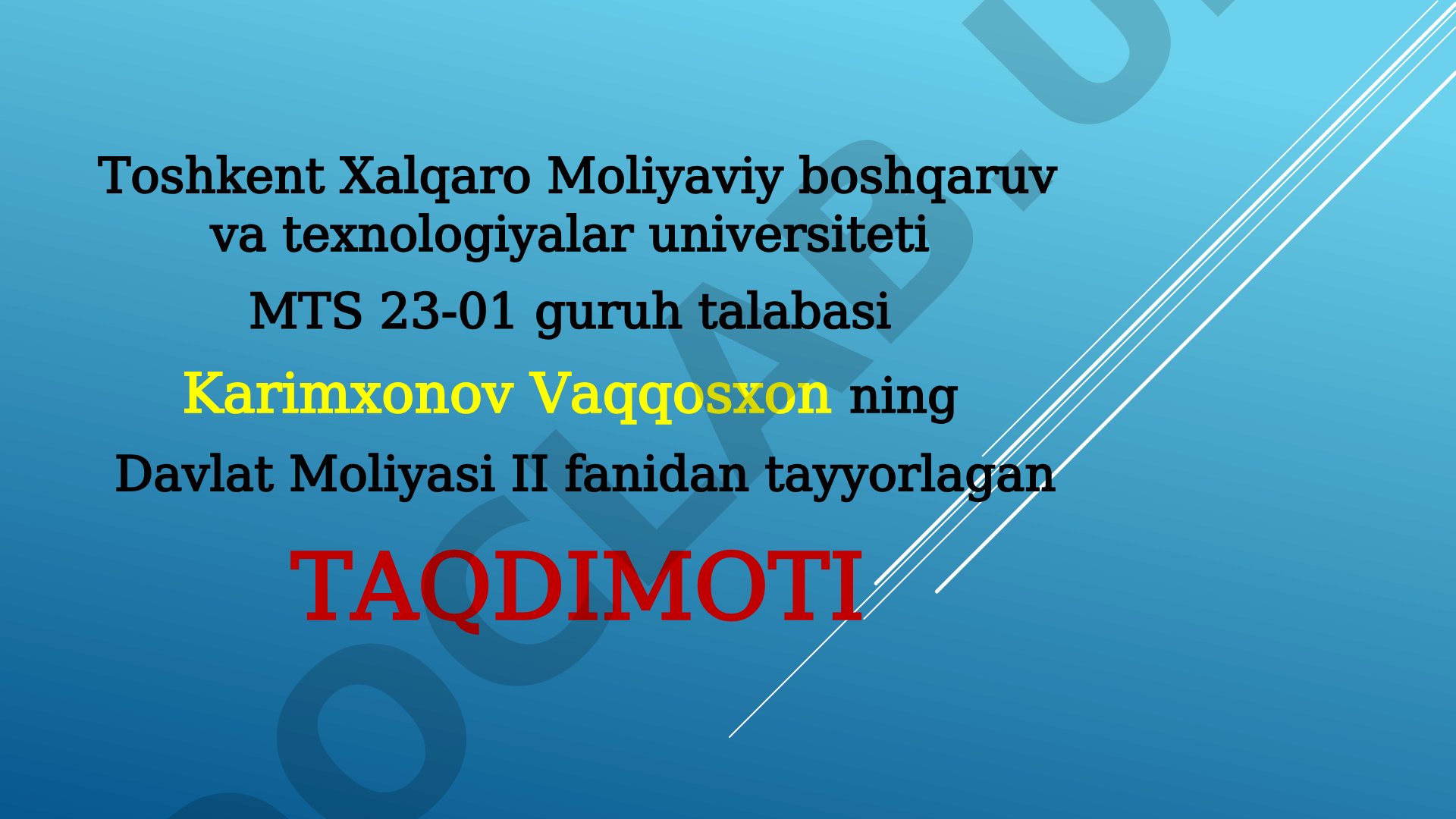 Davlat Nobudjet maqsadli jamg’armalari: mohiyati, zaruriyati, tasniflanishi