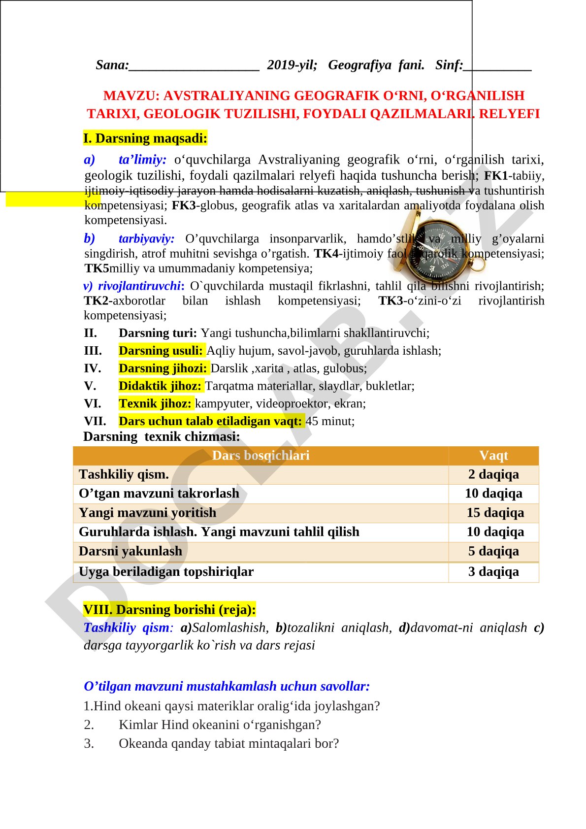 AVSTRALIYANING GEOGRAFIK O‘RNI, O‘RGANILISH TARIXI, GEOLOGIK TUZILISHI, FOYDALI QAZILMALARI. RELYEFI
