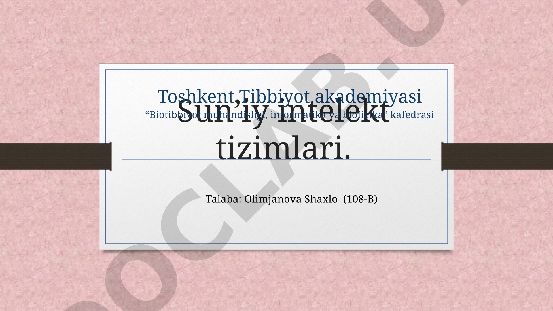 Sun’iy intelekt tizimlari