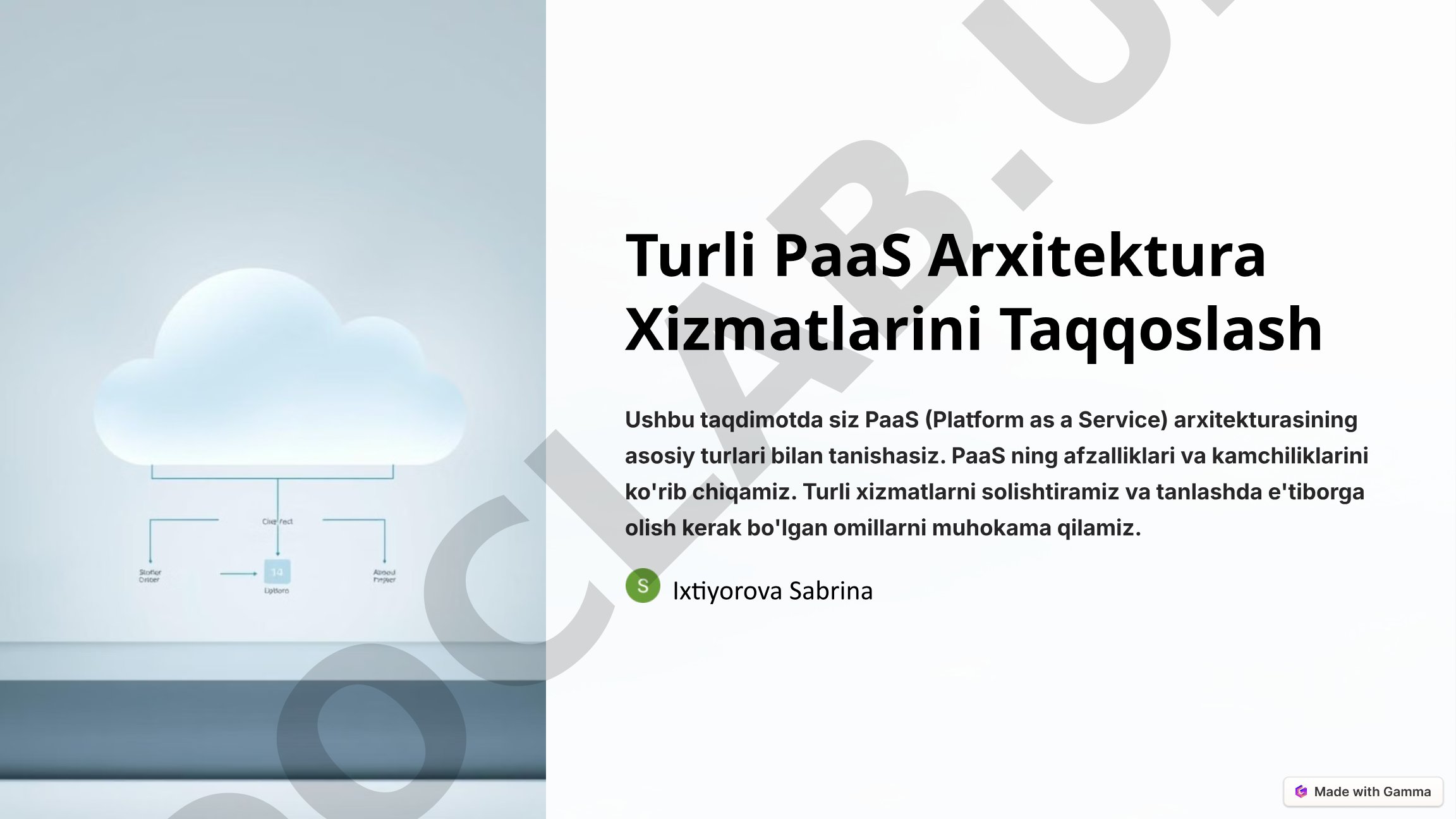 Turli PaaS Arxitektura Xizmatlarini Taqqoslash