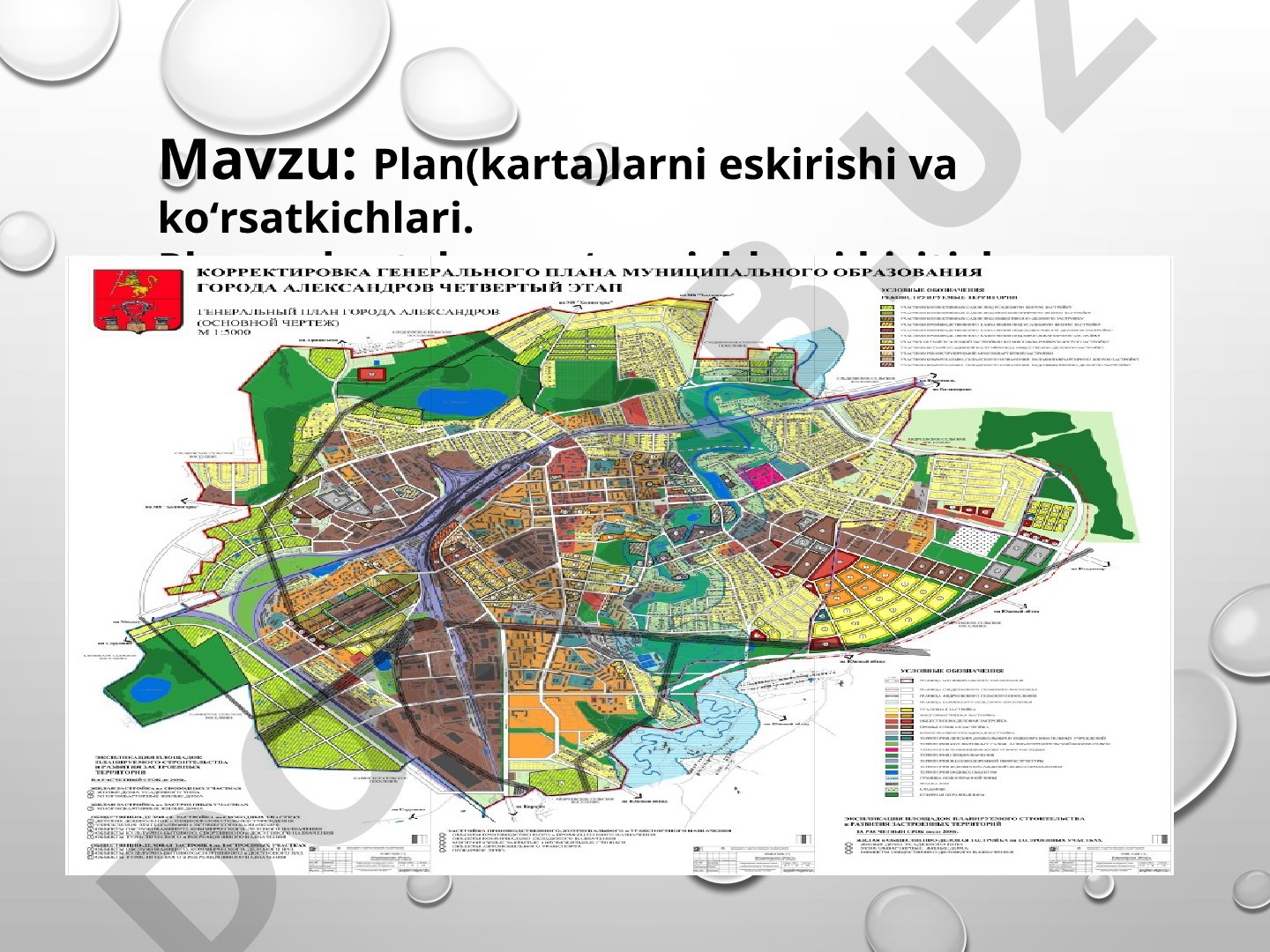Plan(karta)larni eskirishi va ko‘rsatkichlari. Plan va kartalarga o‘zgarishlarni kiritish