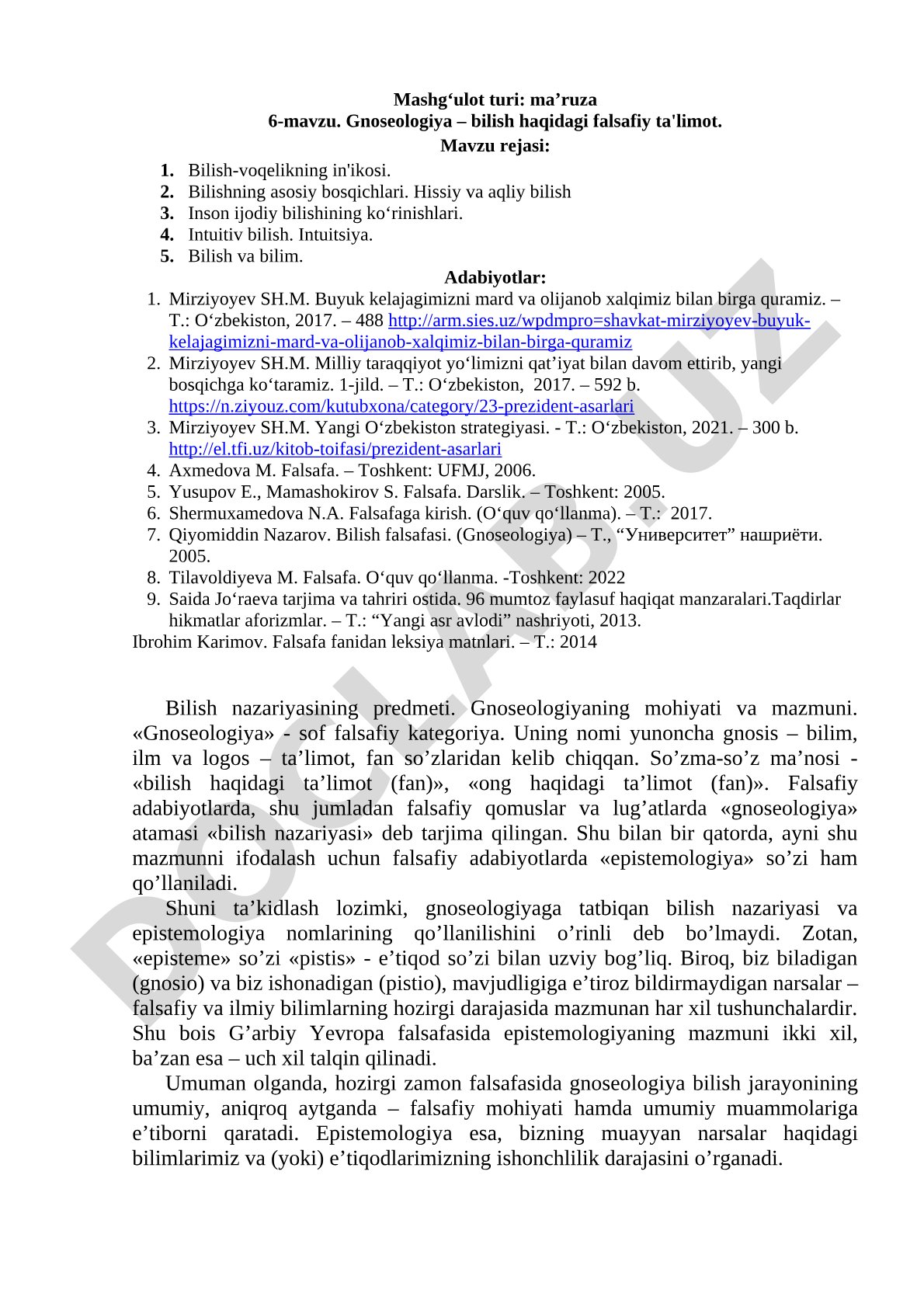 Gnoseologiya – bilish haqidagi falsafiy ta'limot