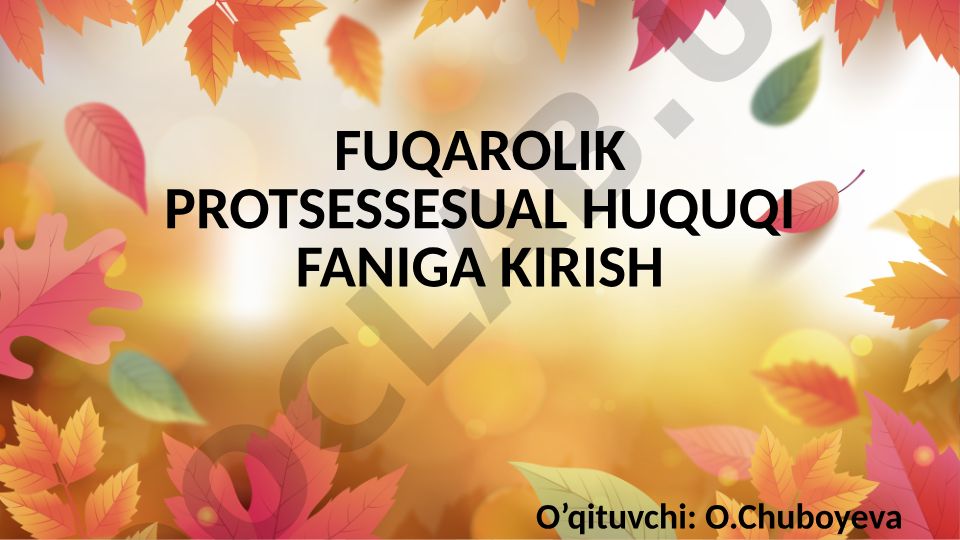Fuqarolik protsessual huquqi faniga kirish