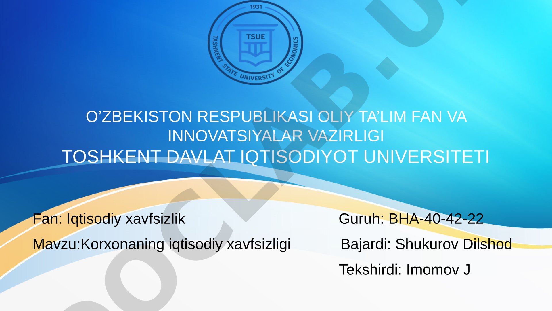 Korxonaning iqtisodiy xavfsizligi