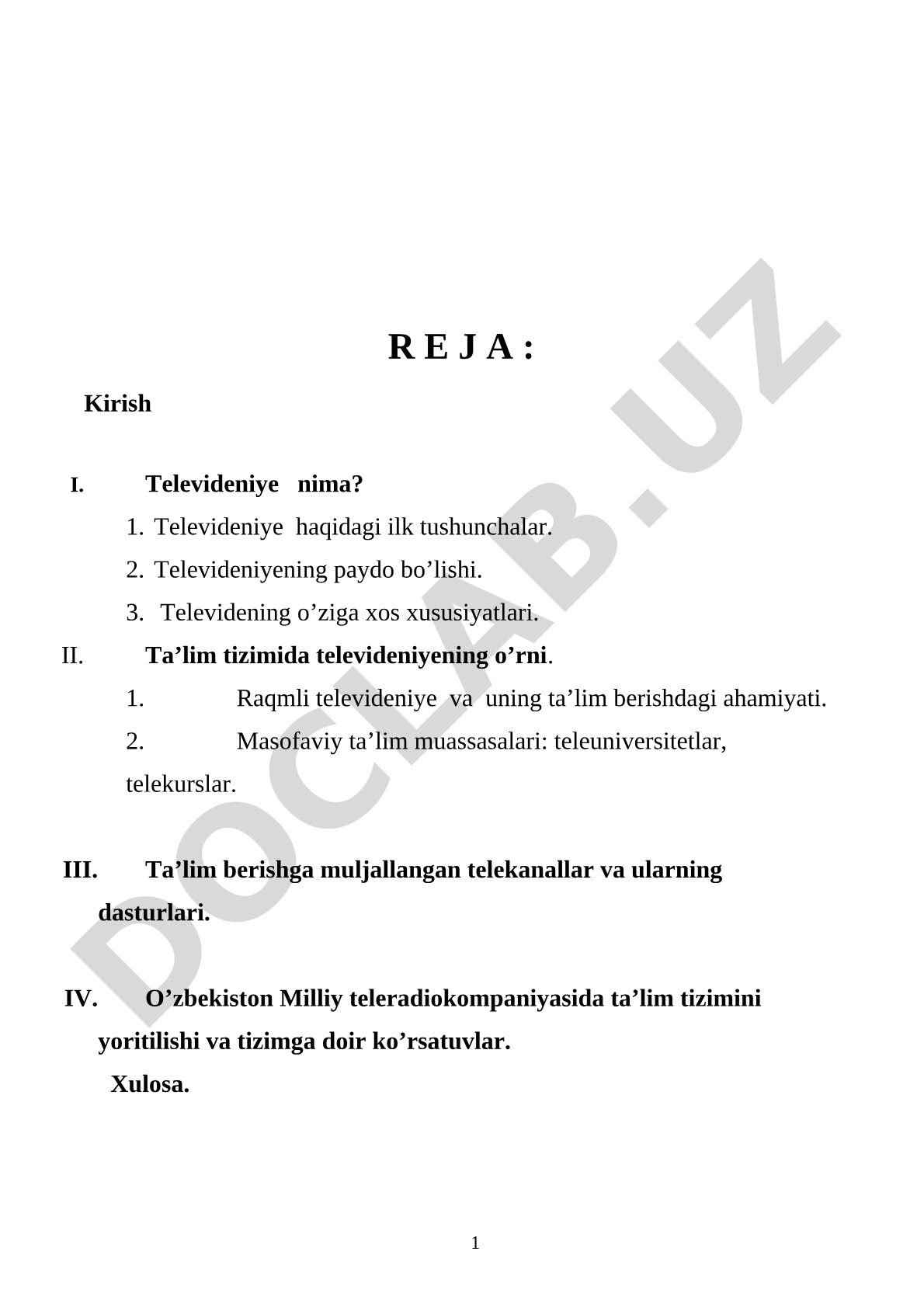 Televideniyening ta'lim tizimidagi o'rni