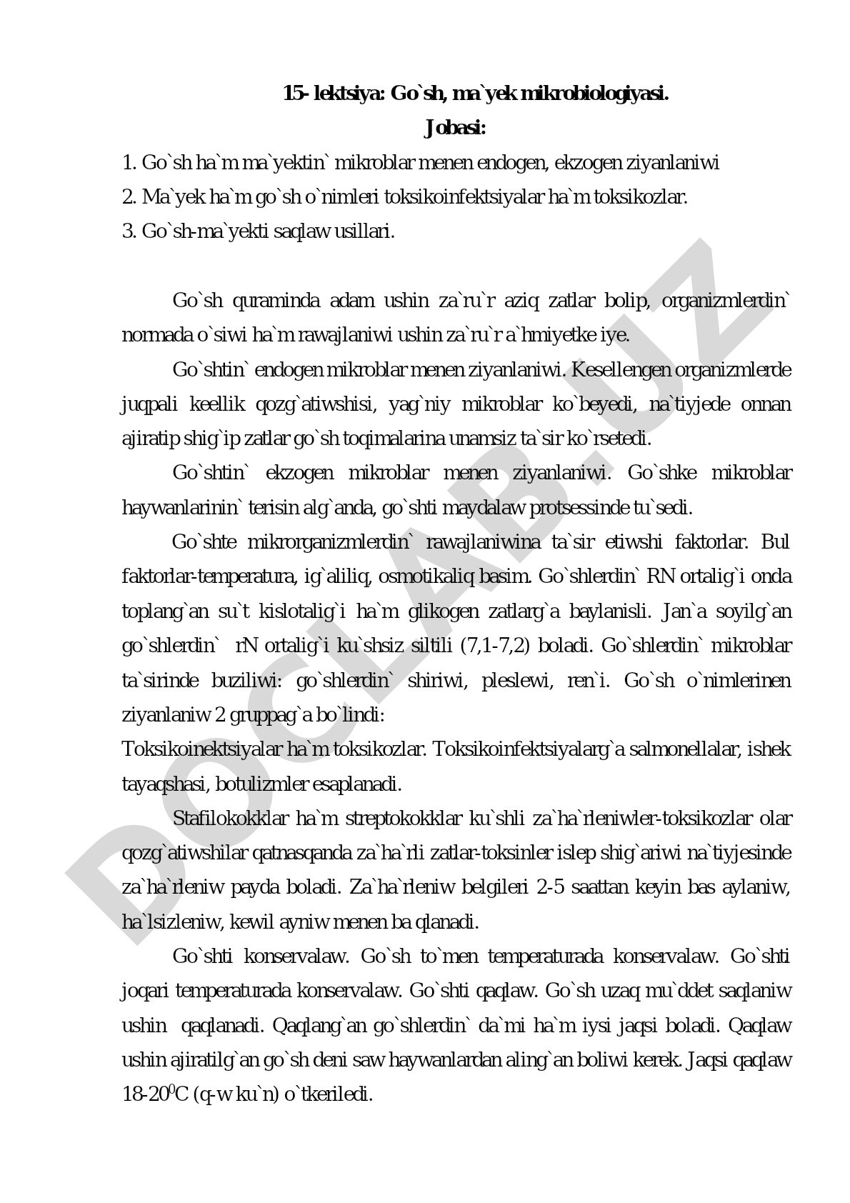 Go`sh, ma`yek mikrobiologiyasi