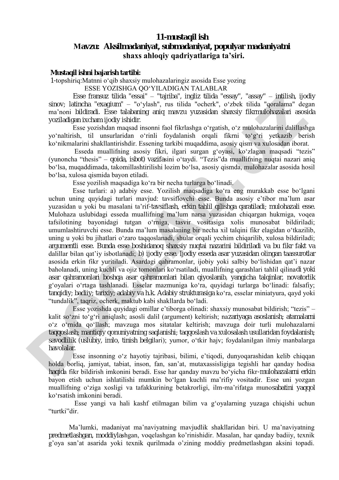 Aksilmadaniyat, submadaniyat, populyar madaniyatni shaxs ahloqiy qadriyatlariga ta'siri