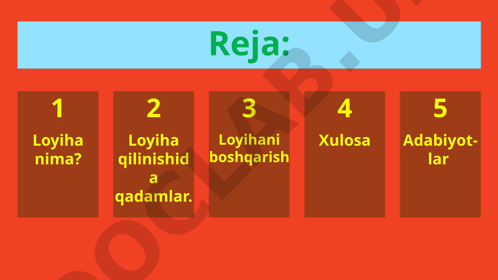 Loyiha tushunchasi, investitsion va dasturiy loyihalar haqida umumiy ma'lumot