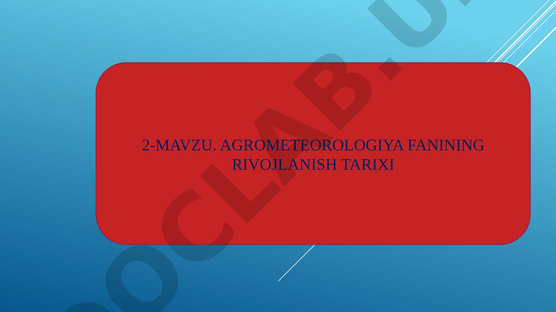 Agrometeorologiya fanining rivojlanish tarixi