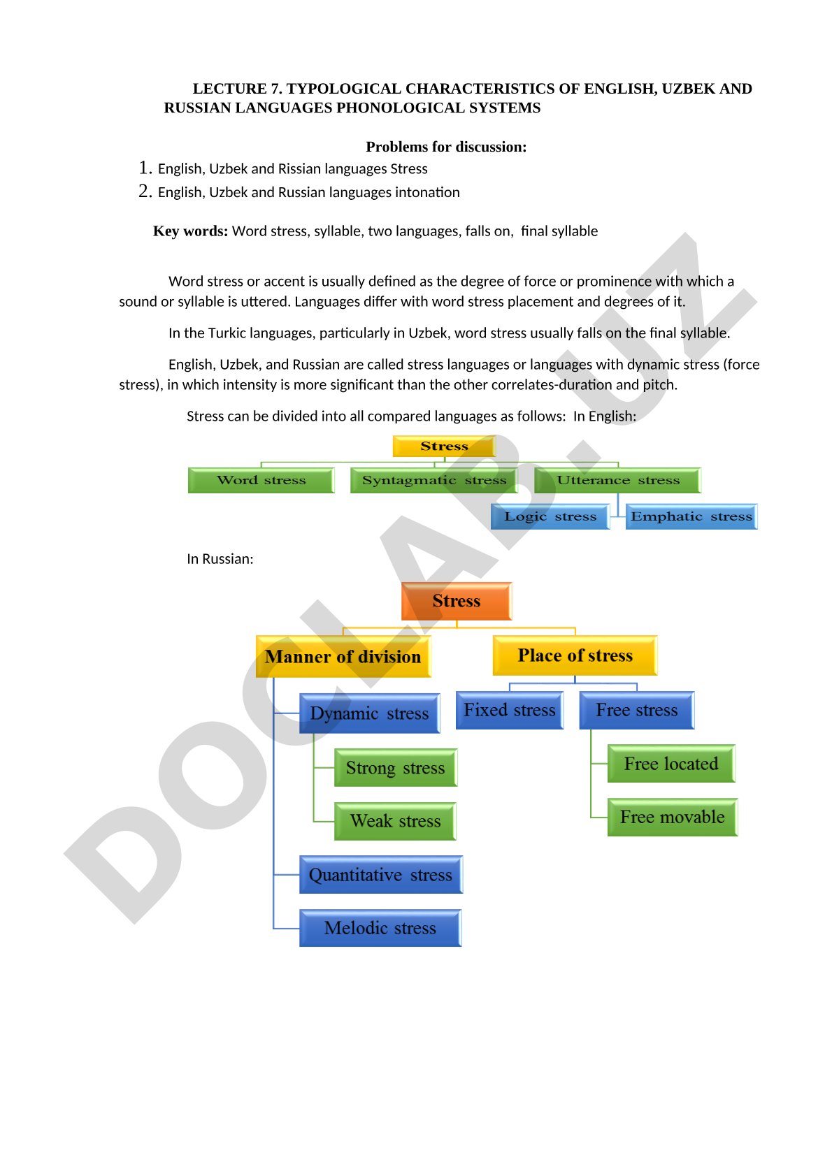 Typological characteristics of English, Uzbek and Russian languages phonological systems
