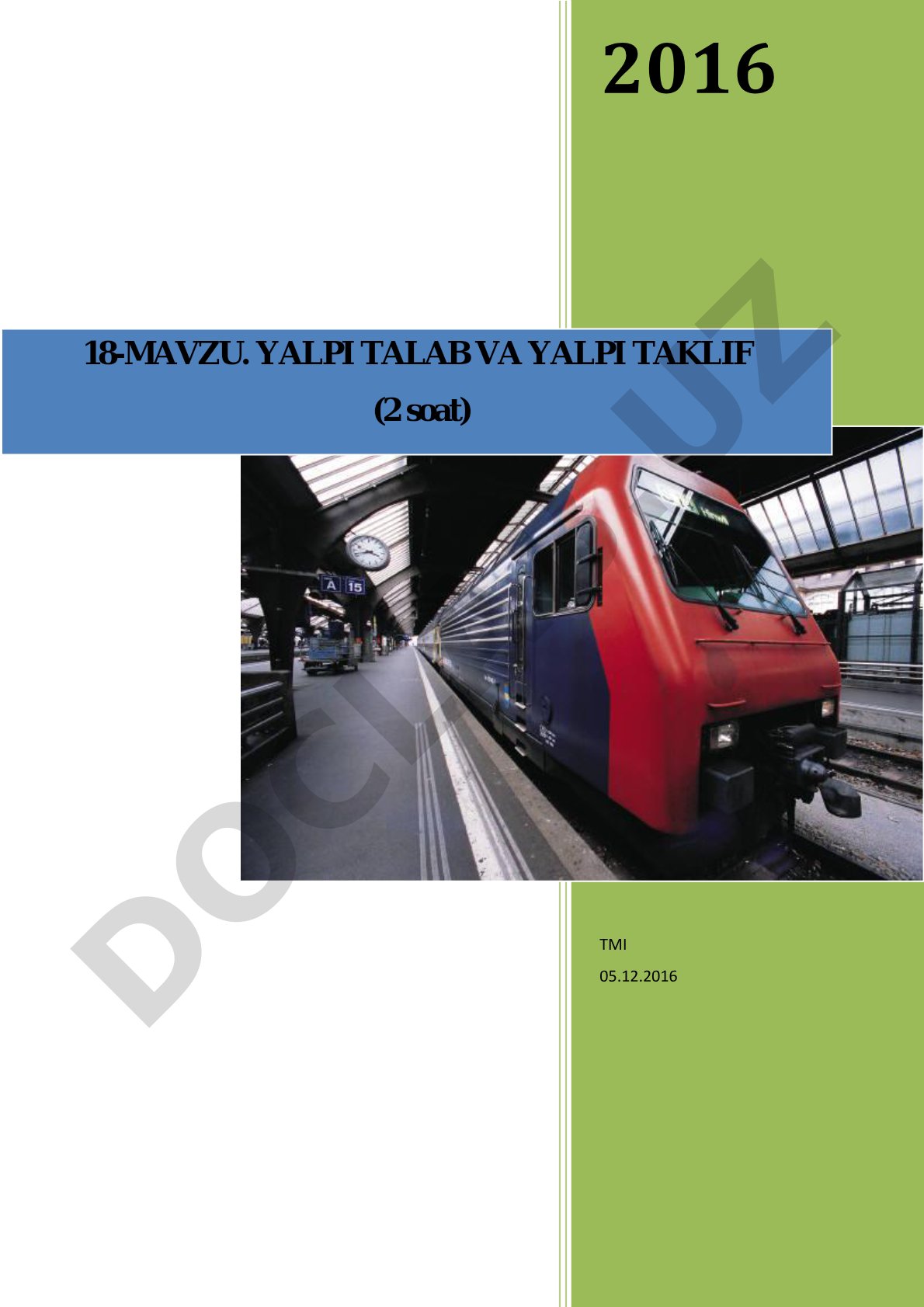 Yalpi talab va yalpi taklif