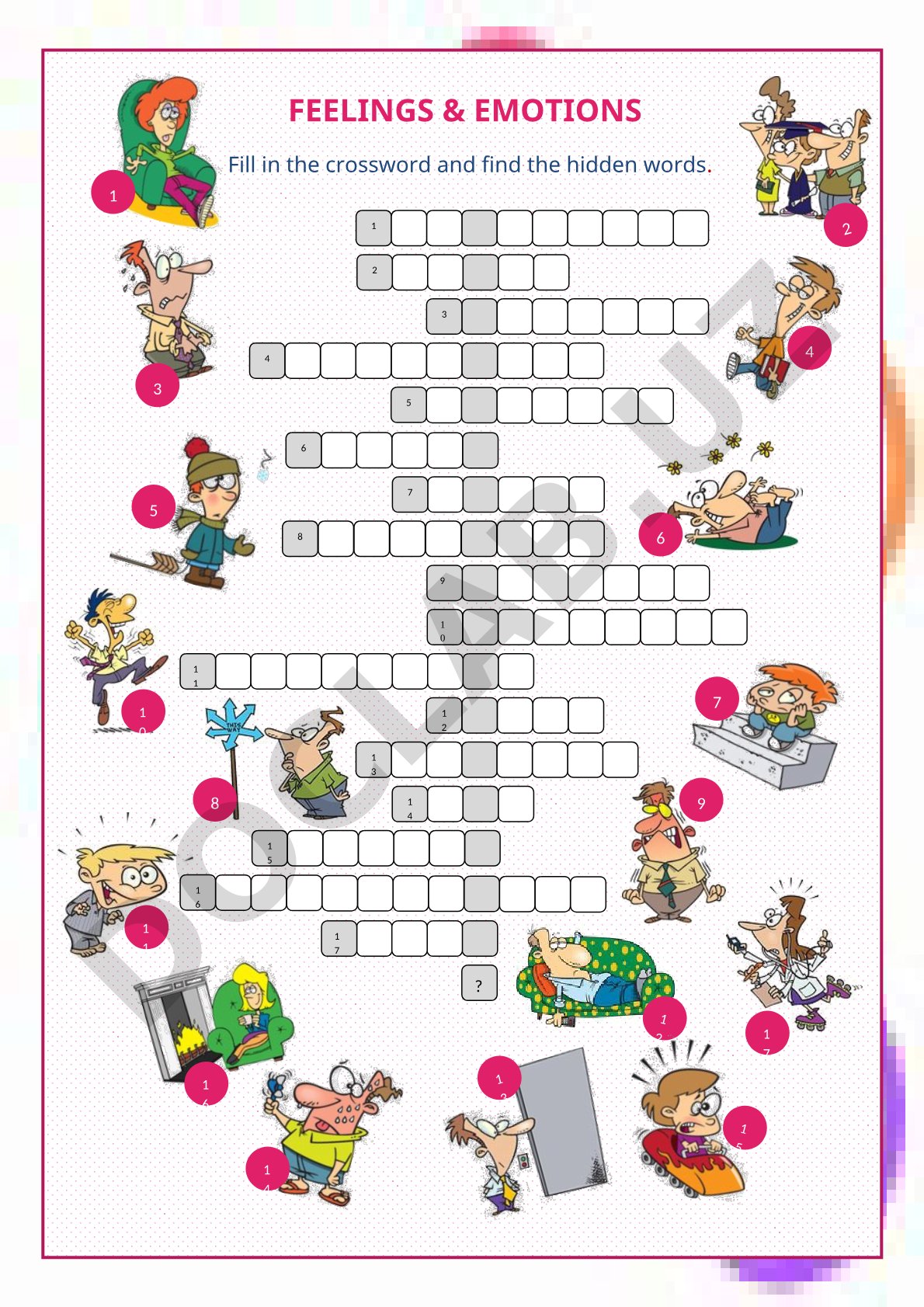 Feelings and Emotions Crossword Puzzle