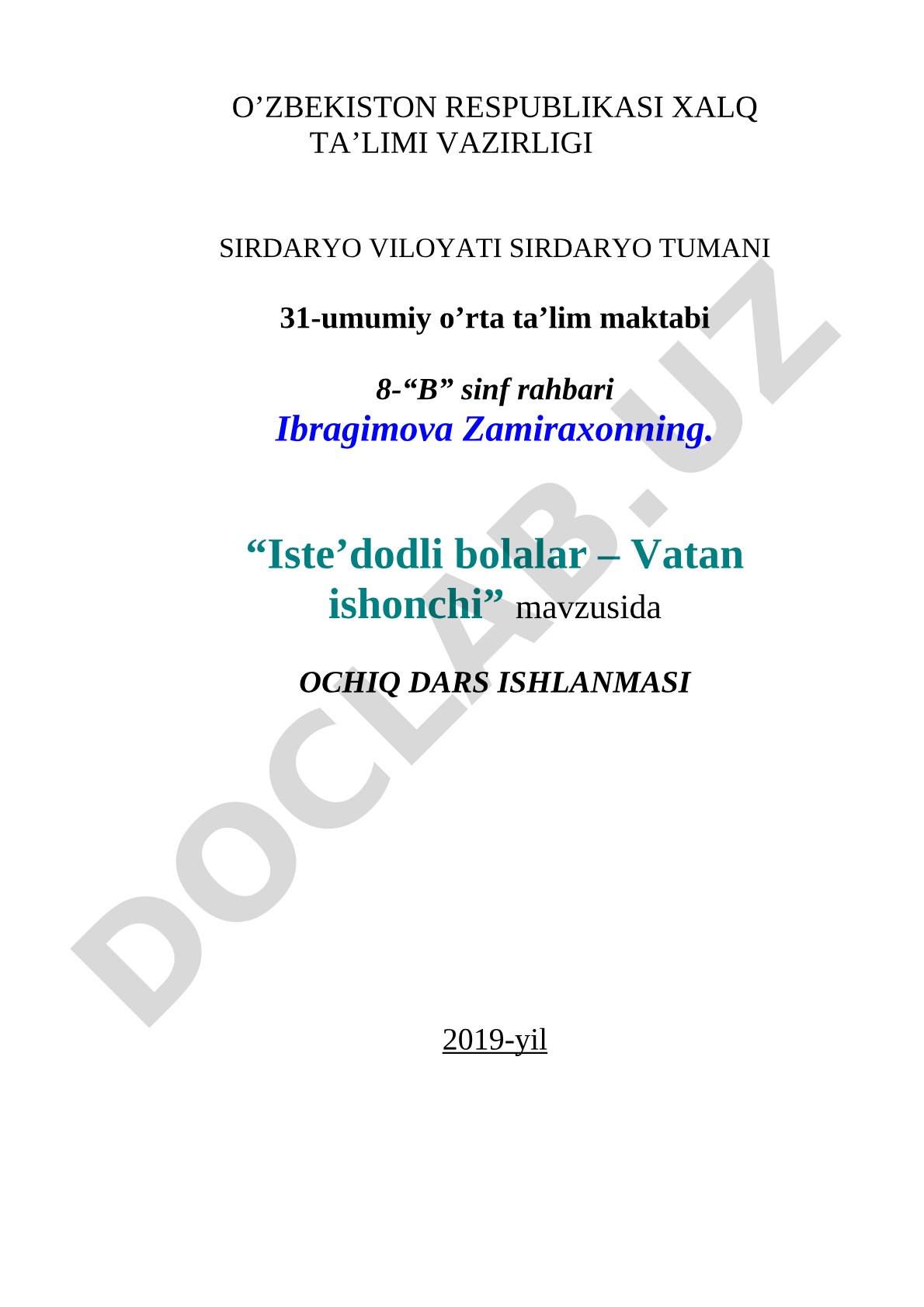 Iste’dodli bolalar – Vatan ishonchi