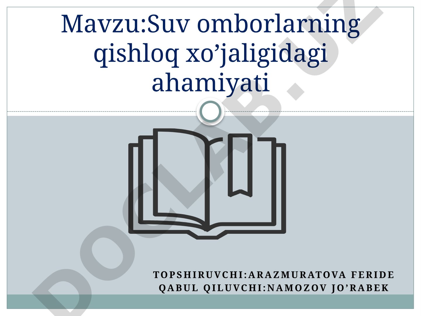 Suv omborlarning qishloq xo’jaligidagi ahamiyati