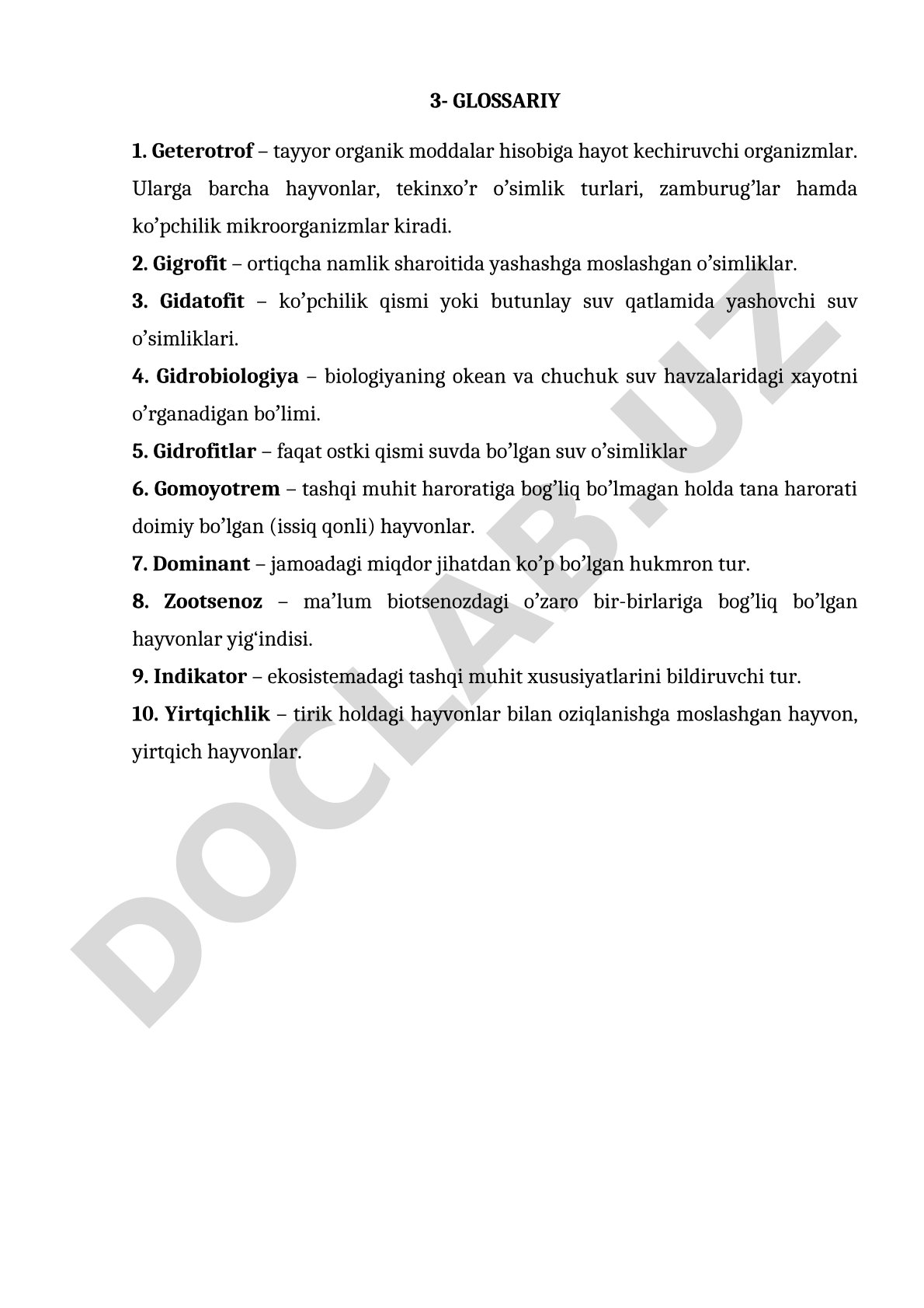 Biologiya va ekologiya terminlari glossariysi