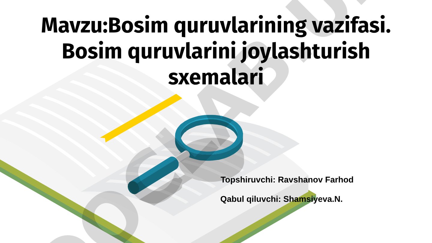 Bosim quruvlarining vazifasi. Bosim quruvlarini joylashturish sxemalari