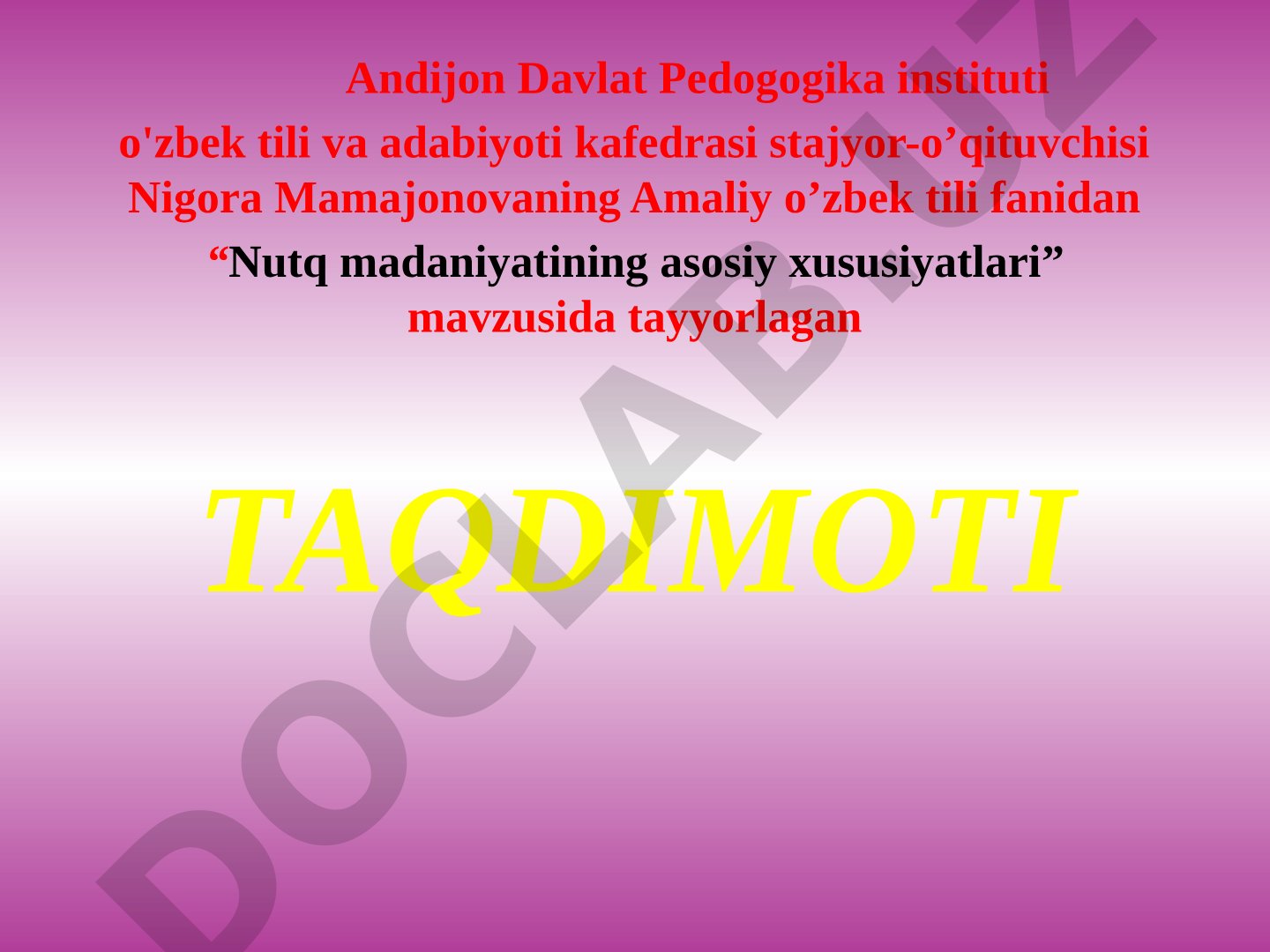 Nutq madaniyatining asosiy xususiyatlari