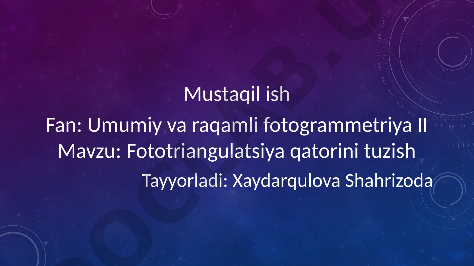 Fototriangulatsiya qatorini tuzish