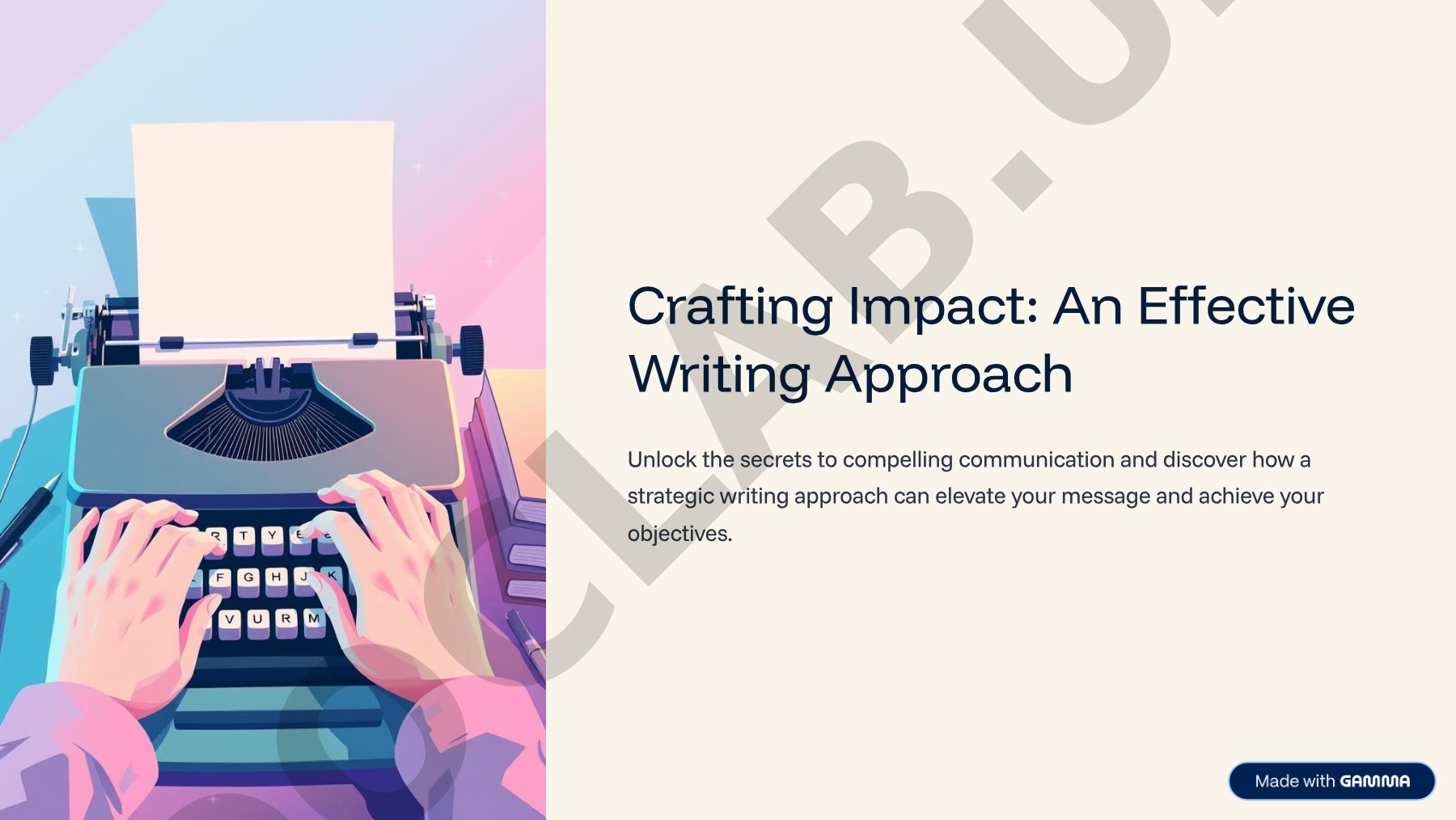 Crafting Impact: An Effective Writing Approach