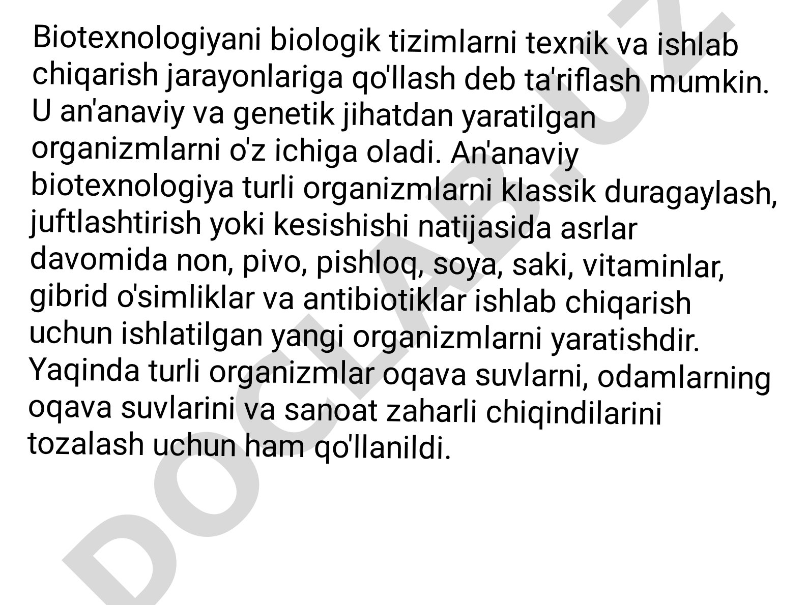 Biotexnologiya tushunchasi va uning qo'llanilishi