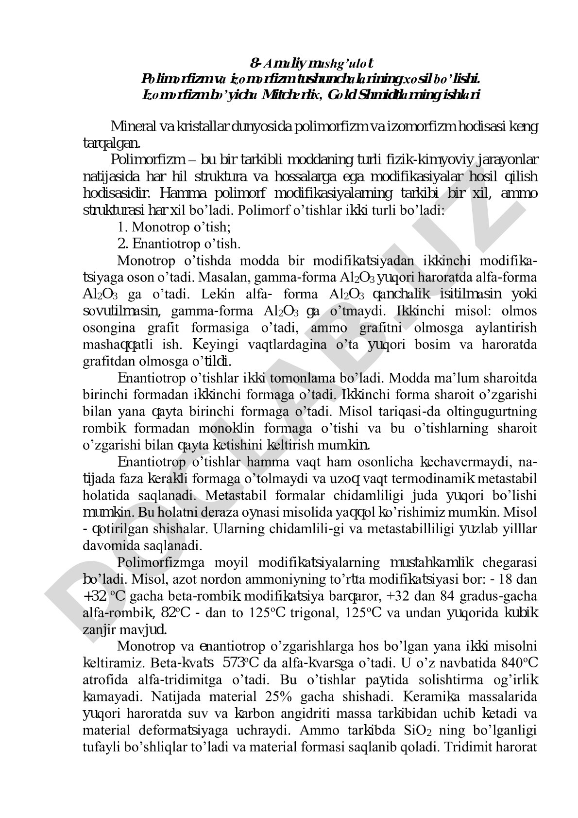 Polimorfizm va izomorfizm tushunchalarining hosil bo'lishi