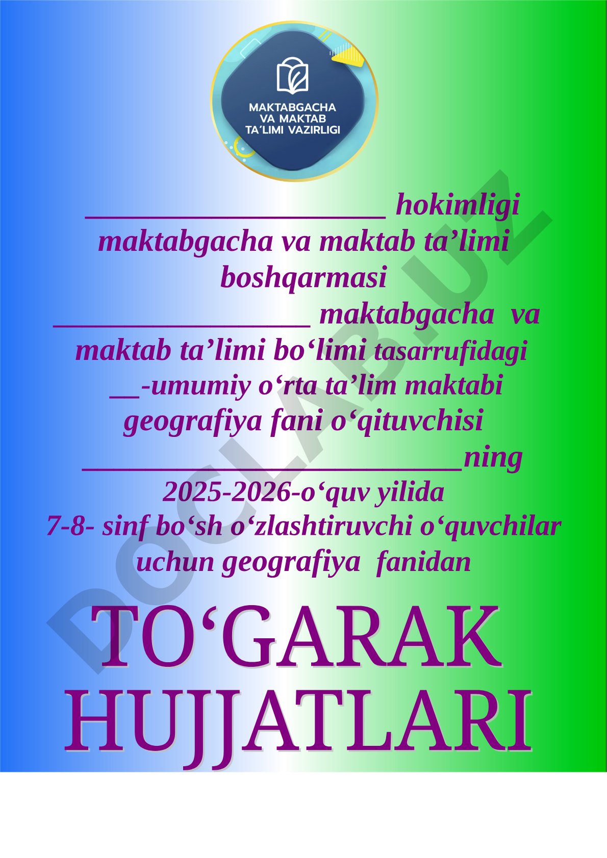 7-8-sinf o‘quvchilari uchun geografiya to‘garagi