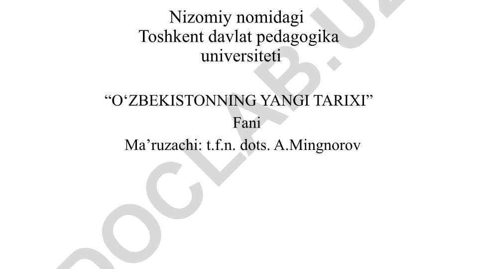 O'zbekistonda huquqiy, siyosiy islohotlar va demokratik jamiyat shakllantirish