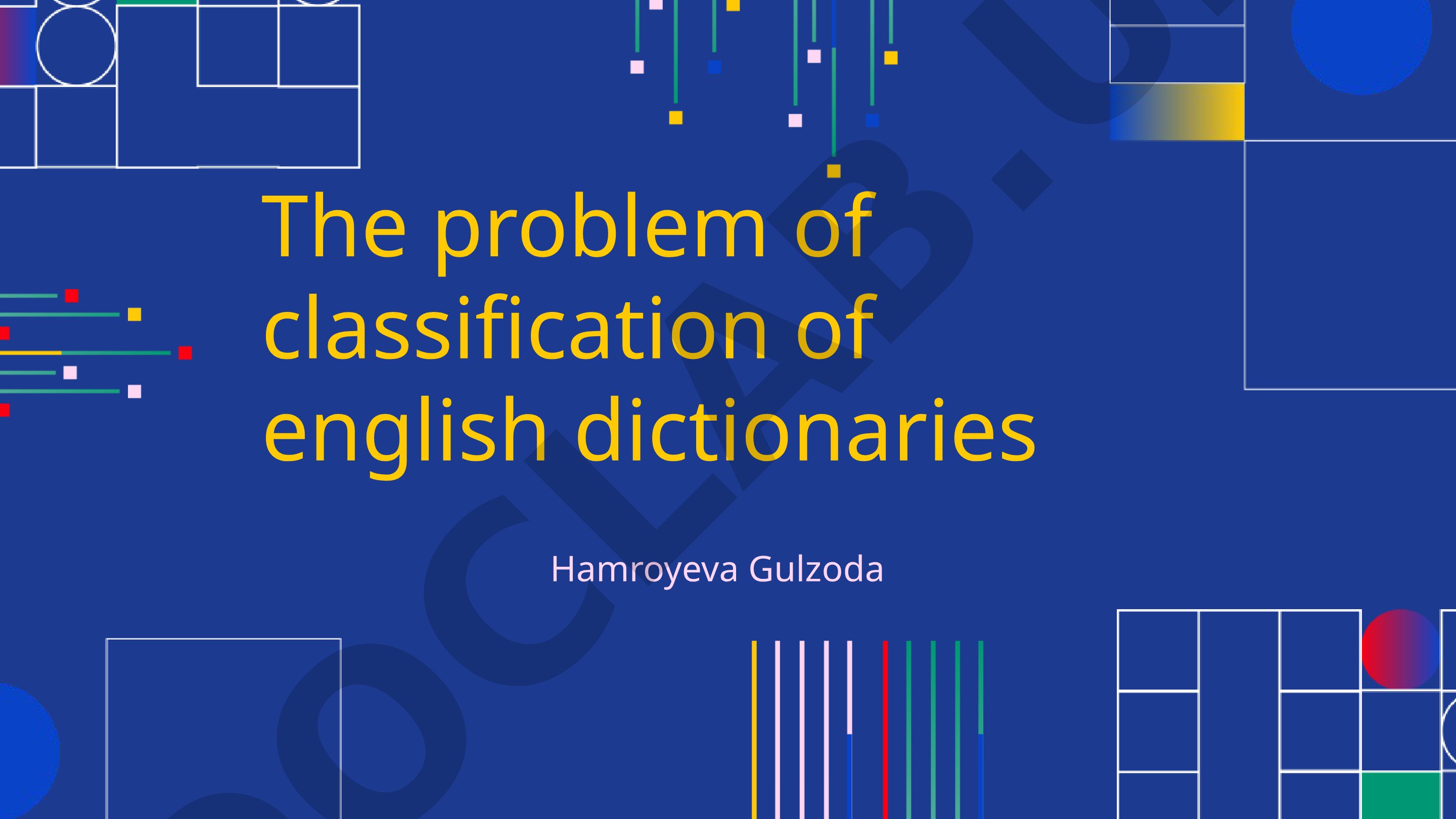 The problem of classification of english dictionaries