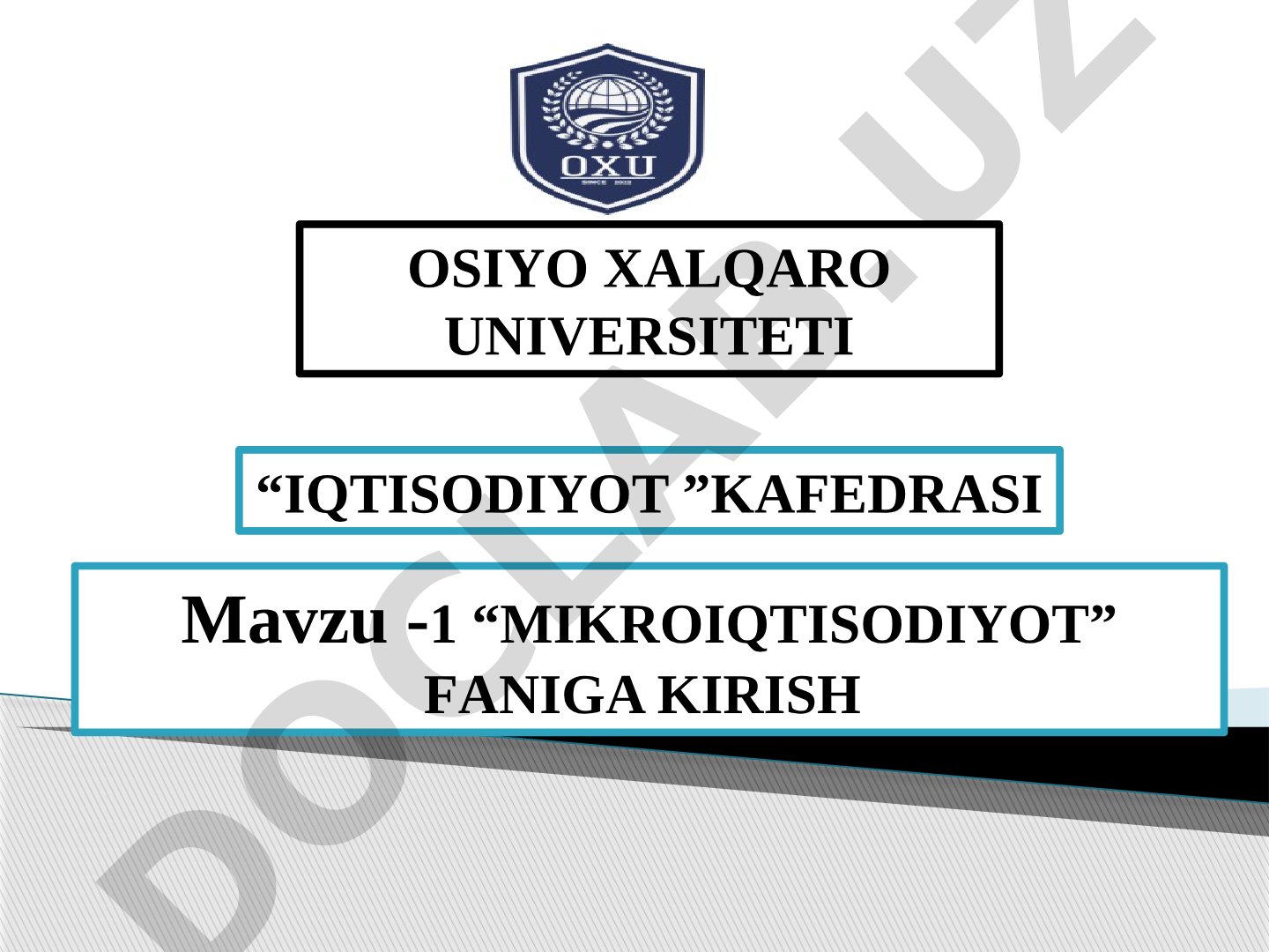 Mikroiqtisodiyot faniga kirish