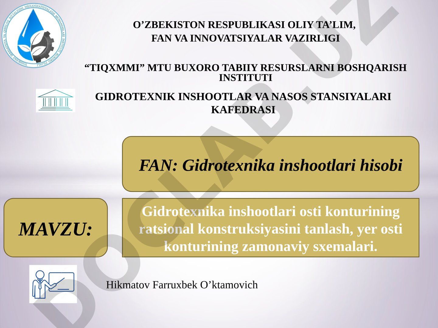 Gidrotexnika inshootlari osti konturining ratsional konstruksiyasini tanlash, yer osti konturining zamonaviy sxemalari