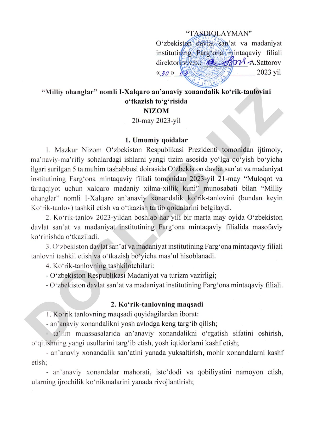 An'anaviy xonandalik ko'rik-tanlovi shartlari