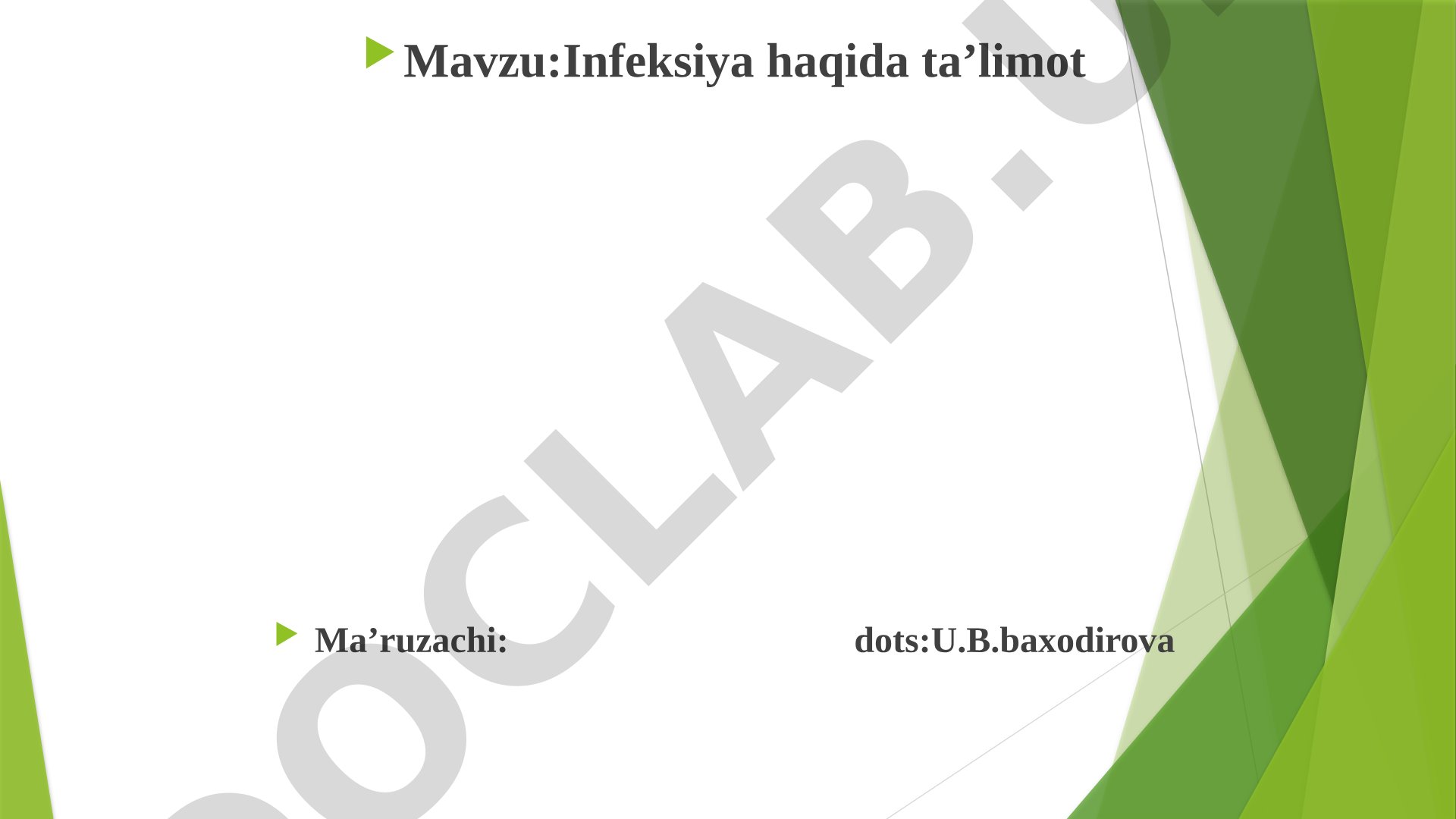 Infeksiya haqida ta’limot