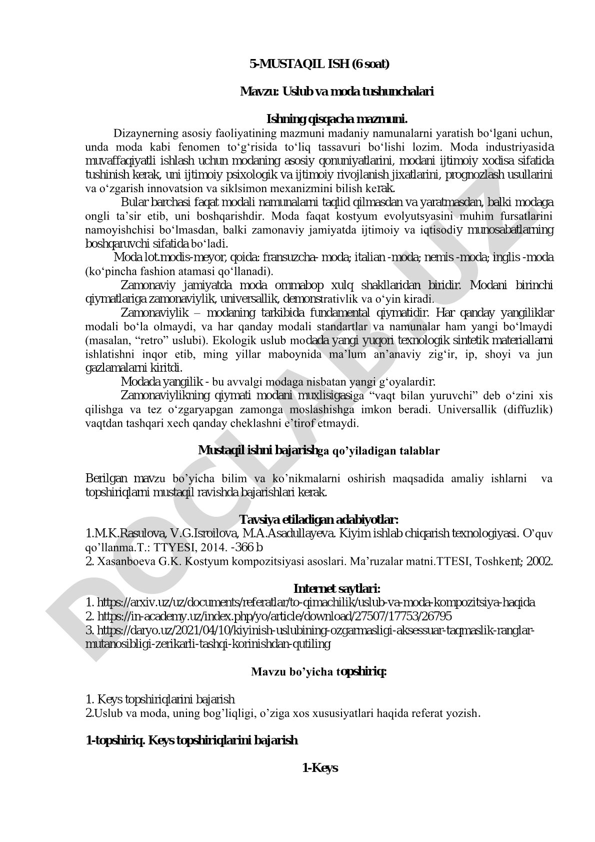 Uslub va moda tushunchalari