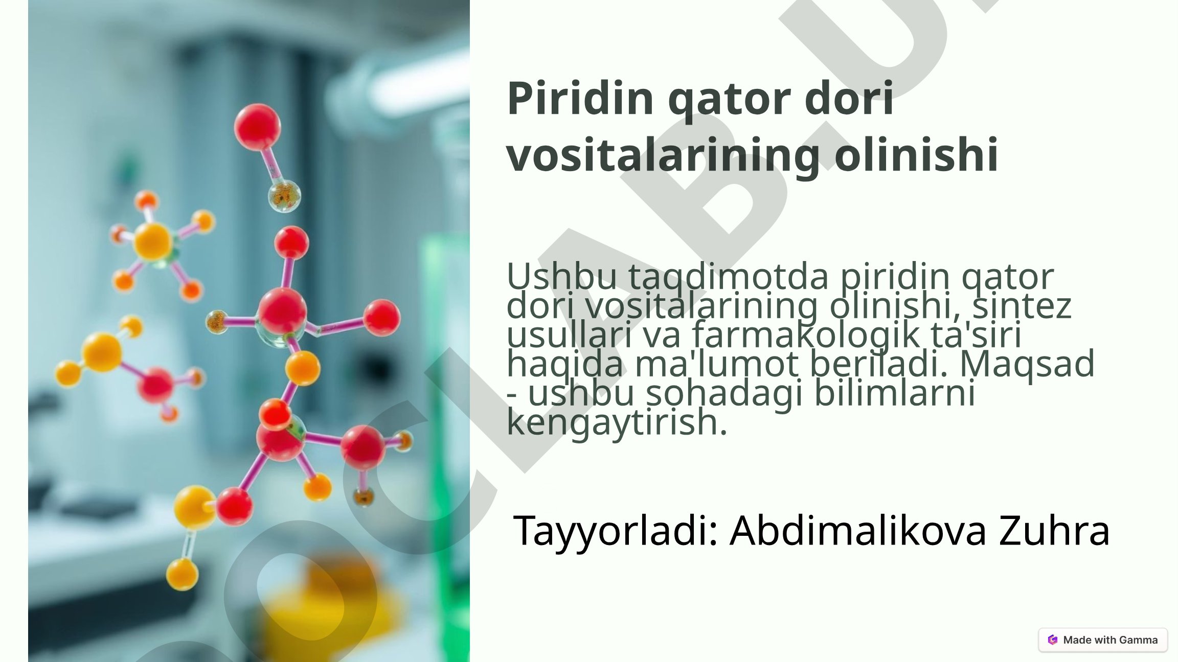 Piridin qator dori vositalarining olinishi