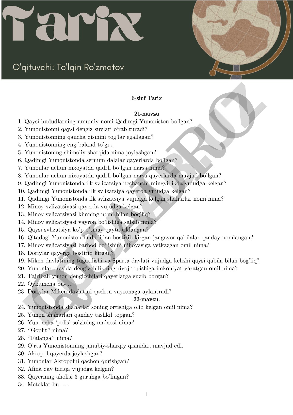 Qadimgi Yunoniston tarixi: geografiyasi va ilk sivilizatsiyalari